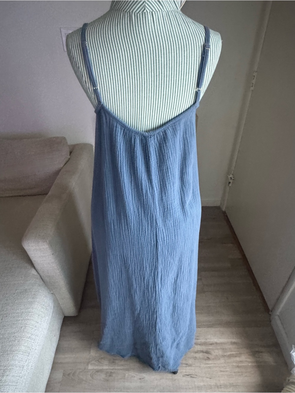 Nation LTD Blue Cotton Gauze Maxi Dress XS Made in USA - Picture 2 of 4